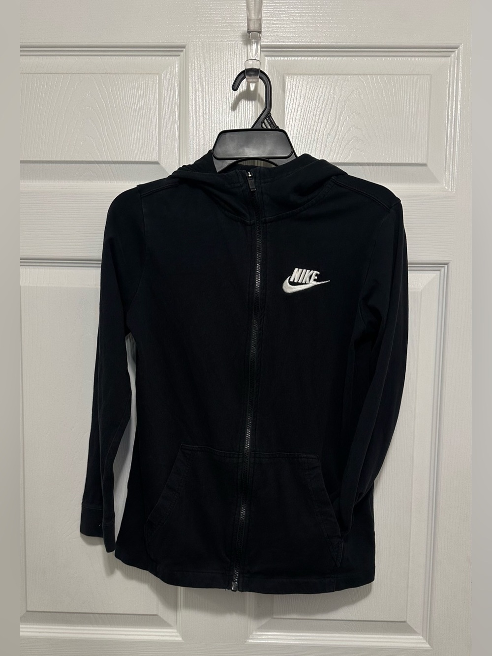 Nike Black Zip-Up Hoodie with White Swoosh